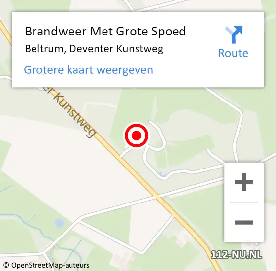 Locatie op kaart van de 112 melding: Brandweer Met Grote Spoed Naar Beltrum, Deventer Kunstweg op 14 november 2023 10:34