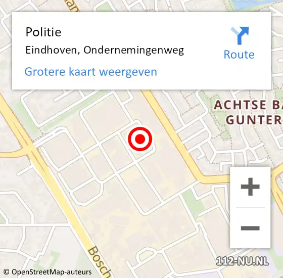 Locatie op kaart van de 112 melding: Politie Eindhoven, Ondernemingenweg op 14 november 2023 10:38