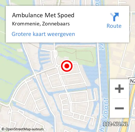 Locatie op kaart van de 112 melding: Ambulance Met Spoed Naar Krommenie, Zonnebaars op 14 november 2023 10:58