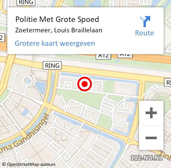 Locatie op kaart van de 112 melding: Politie Met Grote Spoed Naar Zoetermeer, Louis Braillelaan op 14 november 2023 11:03