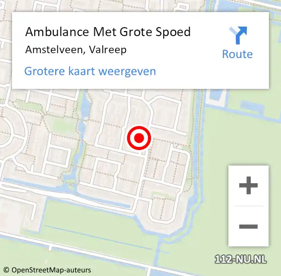 Locatie op kaart van de 112 melding: Ambulance Met Grote Spoed Naar Amstelveen, Valreep op 14 november 2023 11:53