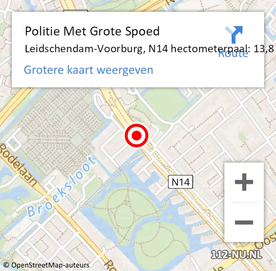 Locatie op kaart van de 112 melding: Politie Met Grote Spoed Naar Leidschendam-Voorburg, N14 hectometerpaal: 13,8 op 14 november 2023 12:13