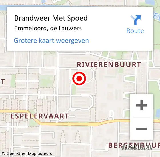 Locatie op kaart van de 112 melding: Brandweer Met Spoed Naar Emmeloord, de Lauwers op 14 november 2023 12:21