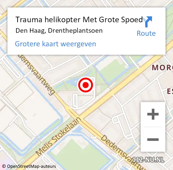 Locatie op kaart van de 112 melding: Trauma helikopter Met Grote Spoed Naar Den Haag, Drentheplantsoen op 14 november 2023 13:08