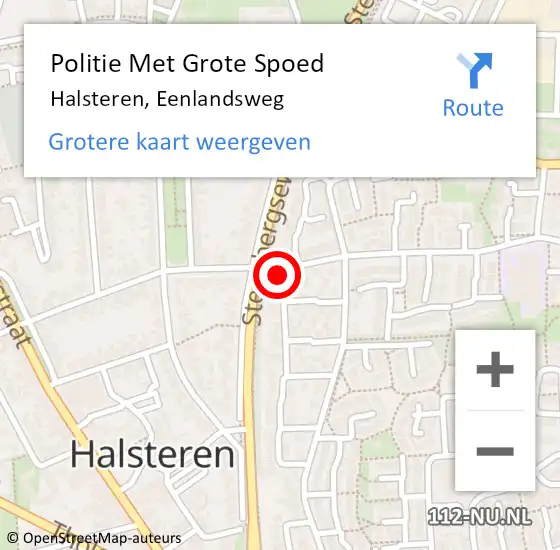 Locatie op kaart van de 112 melding: Politie Met Grote Spoed Naar Halsteren, Eenlandsweg op 14 november 2023 13:37