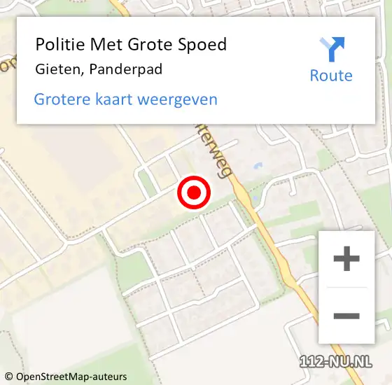 Locatie op kaart van de 112 melding: Politie Met Grote Spoed Naar Gieten, Panderpad op 14 november 2023 13:41