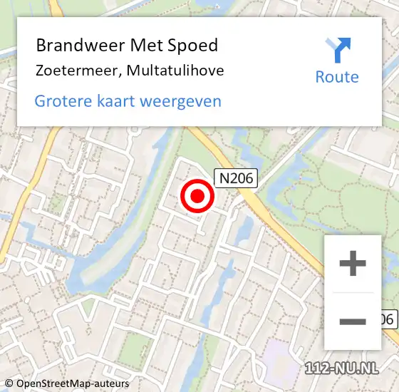 Locatie op kaart van de 112 melding: Brandweer Met Spoed Naar Zoetermeer, Multatulihove op 14 november 2023 14:01