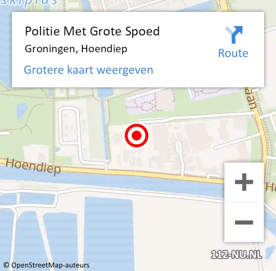 Locatie op kaart van de 112 melding: Politie Met Grote Spoed Naar Groningen, Hoendiep op 14 november 2023 14:23