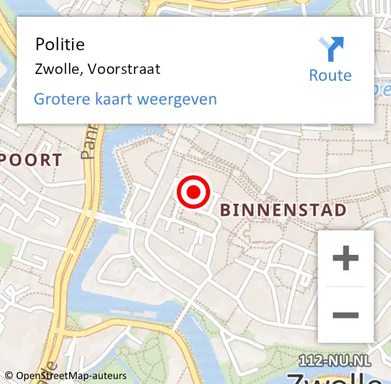 Locatie op kaart van de 112 melding: Politie Zwolle, Voorstraat op 14 november 2023 14:31