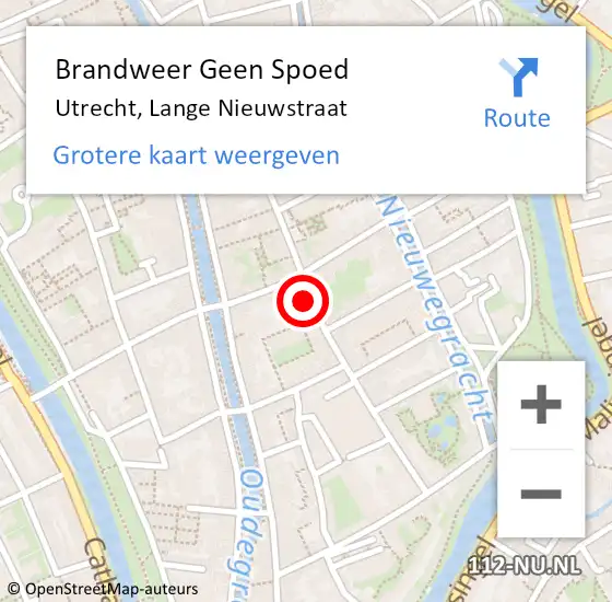 Locatie op kaart van de 112 melding: Brandweer Geen Spoed Naar Utrecht, Lange Nieuwstraat op 14 november 2023 14:35