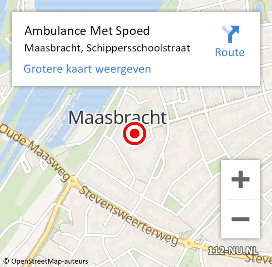 Locatie op kaart van de 112 melding: Ambulance Met Spoed Naar Maasbracht, Schippersschoolstraat op 14 november 2023 14:39