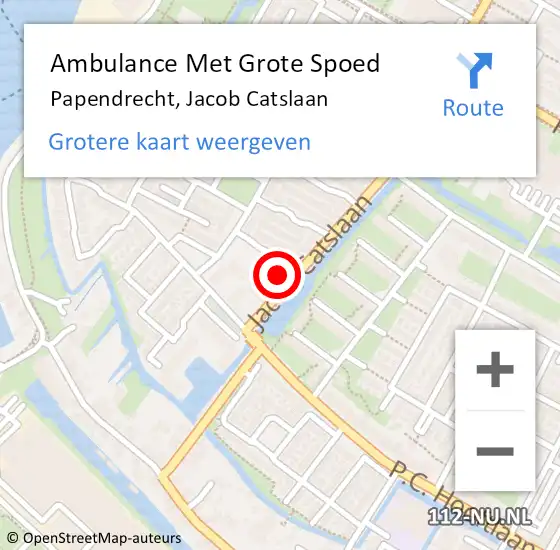 Locatie op kaart van de 112 melding: Ambulance Met Grote Spoed Naar Papendrecht, Jacob Catslaan op 14 november 2023 15:02