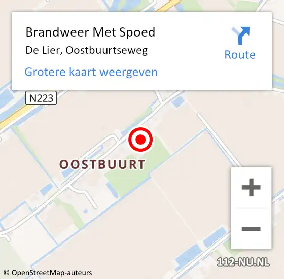 Locatie op kaart van de 112 melding: Brandweer Met Spoed Naar De Lier, Oostbuurtseweg op 14 november 2023 15:12