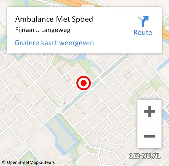 Locatie op kaart van de 112 melding: Ambulance Met Spoed Naar Fijnaart, Langeweg op 14 november 2023 15:21