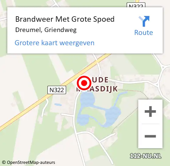 Locatie op kaart van de 112 melding: Brandweer Met Grote Spoed Naar Dreumel, Griendweg op 14 november 2023 15:26