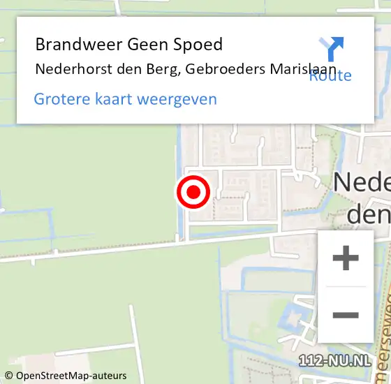 Locatie op kaart van de 112 melding: Brandweer Geen Spoed Naar Nederhorst den Berg, Gebroeders Marislaan op 15 september 2014 11:46