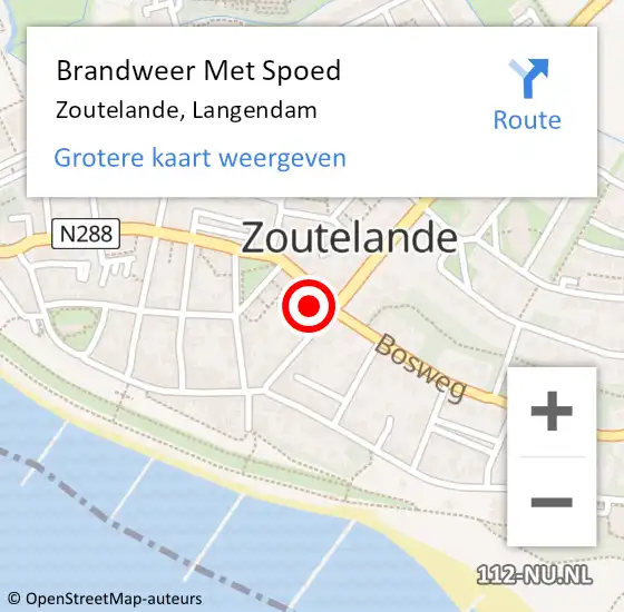 Locatie op kaart van de 112 melding: Brandweer Met Spoed Naar Zoutelande, Langendam op 14 november 2023 16:08