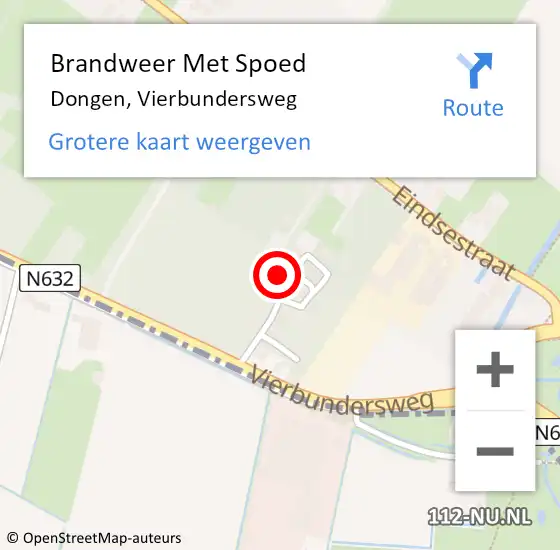 Locatie op kaart van de 112 melding: Brandweer Met Spoed Naar Dongen, Vierbundersweg op 14 november 2023 16:12