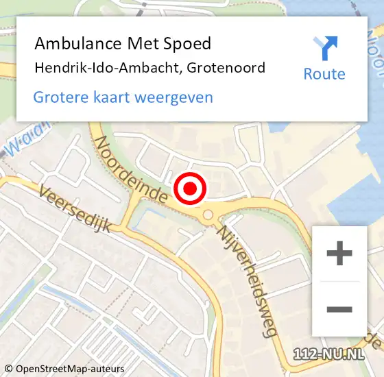 Locatie op kaart van de 112 melding: Ambulance Met Spoed Naar Hendrik-Ido-Ambacht, Grotenoord op 14 november 2023 16:12