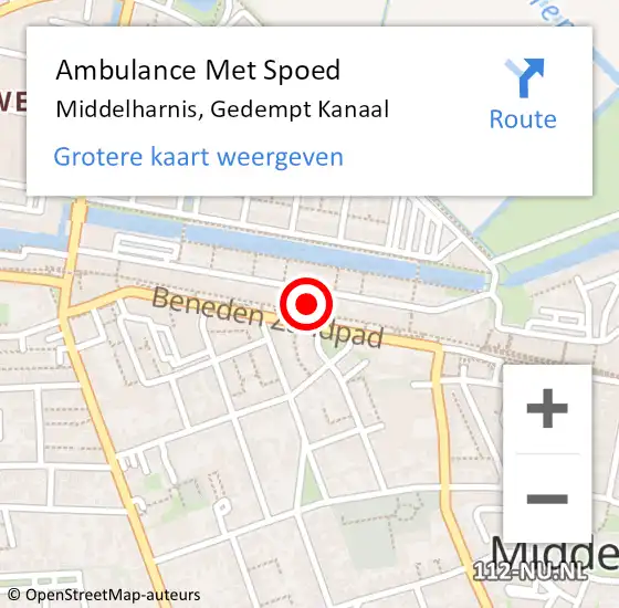 Locatie op kaart van de 112 melding: Ambulance Met Spoed Naar Middelharnis, Gedempt Kanaal op 14 november 2023 16:19