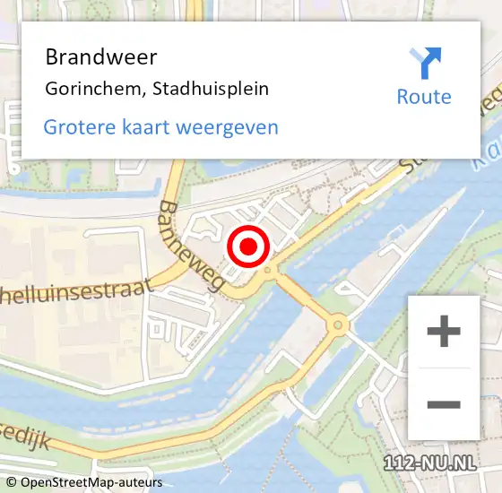 Locatie op kaart van de 112 melding: Brandweer Gorinchem, Stadhuisplein op 14 november 2023 16:19