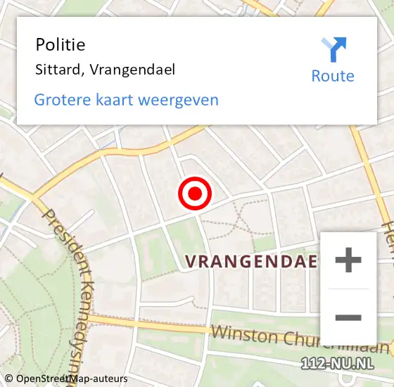 Locatie op kaart van de 112 melding: Politie Sittard, Vrangendael op 14 november 2023 16:21