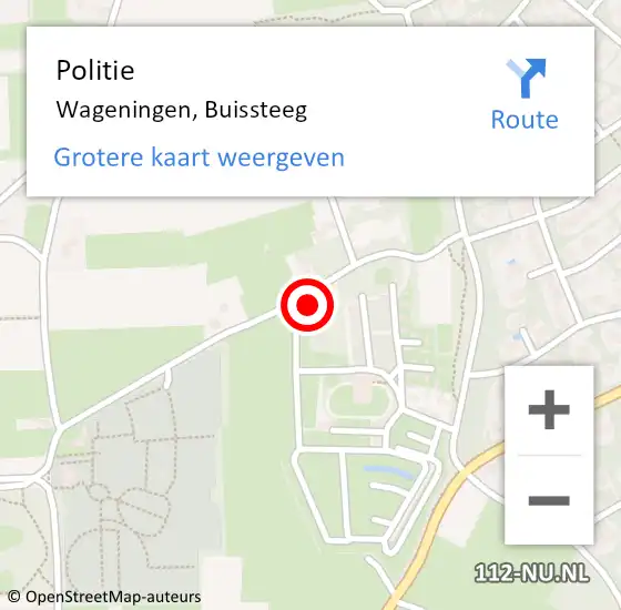 Locatie op kaart van de 112 melding: Politie Wageningen, Buissteeg op 14 november 2023 16:22