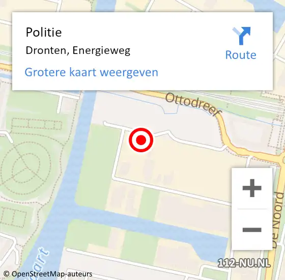Locatie op kaart van de 112 melding: Politie Dronten, Energieweg op 14 november 2023 16:37