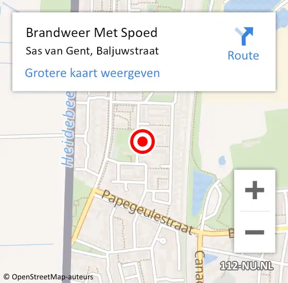 Locatie op kaart van de 112 melding: Brandweer Met Spoed Naar Sas van Gent, Baljuwstraat op 14 november 2023 16:41