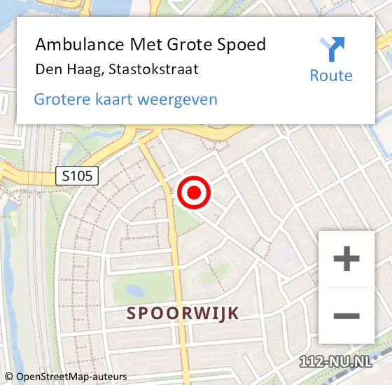 Locatie op kaart van de 112 melding: Ambulance Met Grote Spoed Naar Den Haag, Stastokstraat op 14 november 2023 17:04