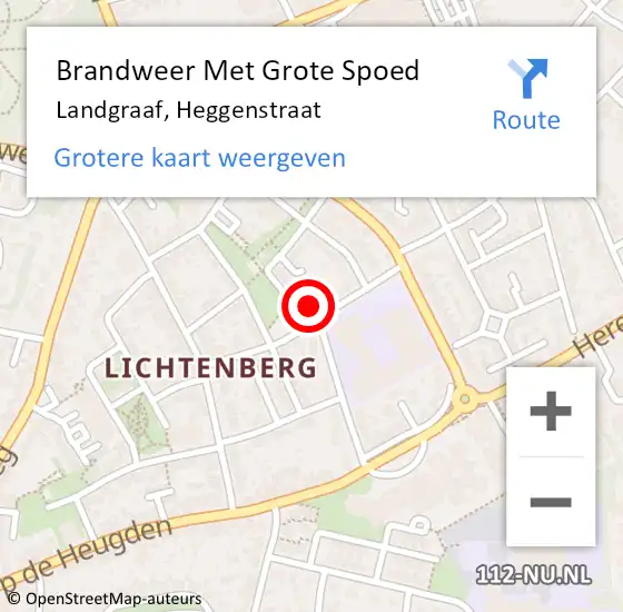 Locatie op kaart van de 112 melding: Brandweer Met Grote Spoed Naar Landgraaf, Heggenstraat op 14 november 2023 17:23