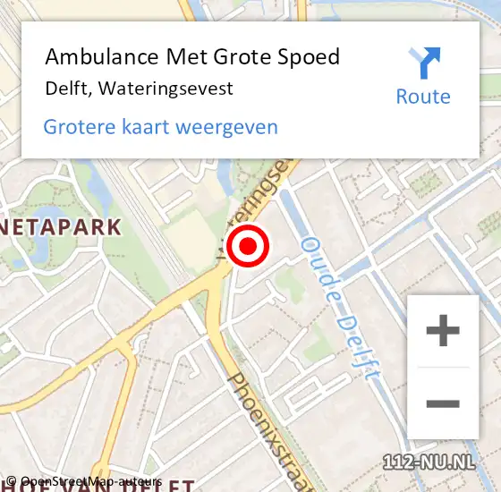 Locatie op kaart van de 112 melding: Ambulance Met Grote Spoed Naar Delft, Wateringsevest op 14 november 2023 17:27