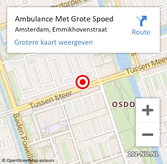 Locatie op kaart van de 112 melding: Ambulance Met Grote Spoed Naar Amsterdam, Emmikhovenstraat op 14 november 2023 17:29