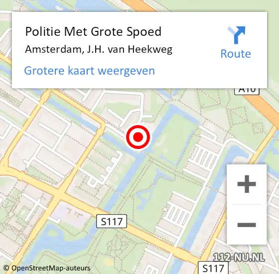 Locatie op kaart van de 112 melding: Politie Met Grote Spoed Naar Amsterdam, J.H. van Heekweg op 14 november 2023 17:52