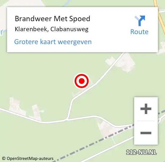 Locatie op kaart van de 112 melding: Brandweer Met Spoed Naar Klarenbeek, Clabanusweg op 14 november 2023 17:53
