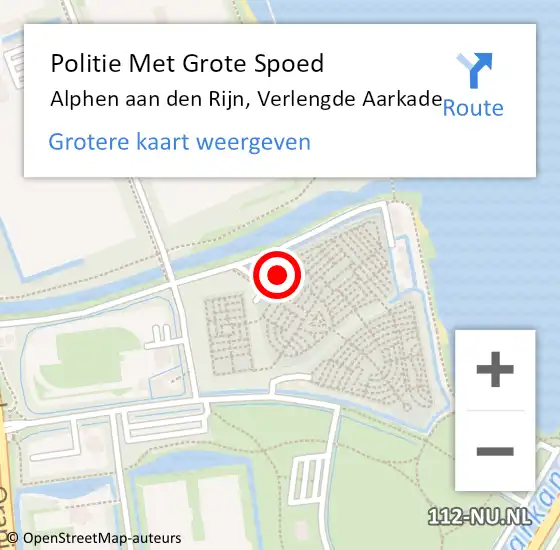 Locatie op kaart van de 112 melding: Politie Met Grote Spoed Naar Alphen aan den Rijn, Verlengde Aarkade op 14 november 2023 18:00