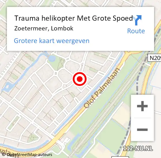 Locatie op kaart van de 112 melding: Trauma helikopter Met Grote Spoed Naar Zoetermeer, Lombok op 14 november 2023 18:06