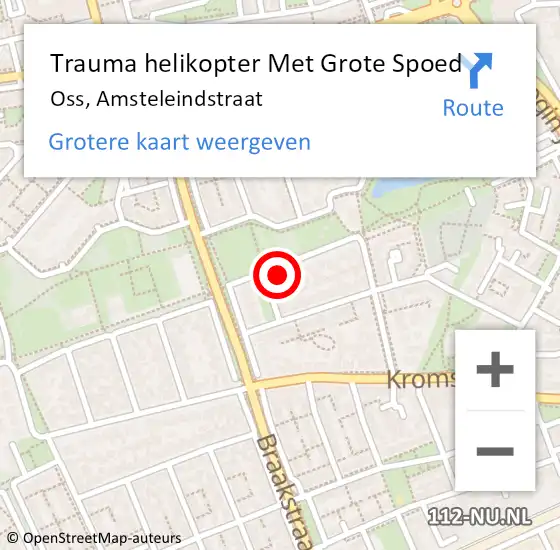 Locatie op kaart van de 112 melding: Trauma helikopter Met Grote Spoed Naar Oss, Amsteleindstraat op 14 november 2023 18:19