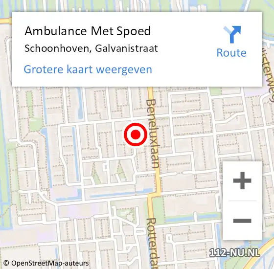 Locatie op kaart van de 112 melding: Ambulance Met Spoed Naar Schoonhoven, Galvanistraat op 14 november 2023 18:38