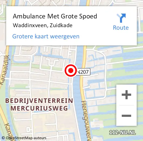 Locatie op kaart van de 112 melding: Ambulance Met Grote Spoed Naar Waddinxveen, Zuidkade op 14 november 2023 18:38