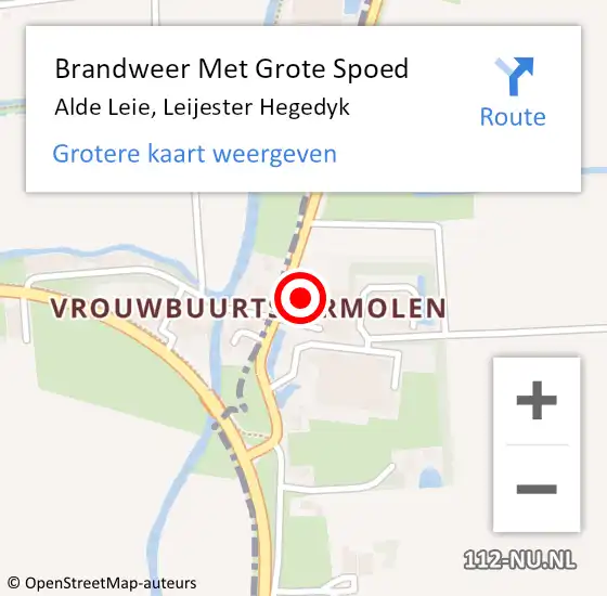 Locatie op kaart van de 112 melding: Brandweer Met Grote Spoed Naar Alde Leie, Leijester Hegedyk op 14 november 2023 18:54