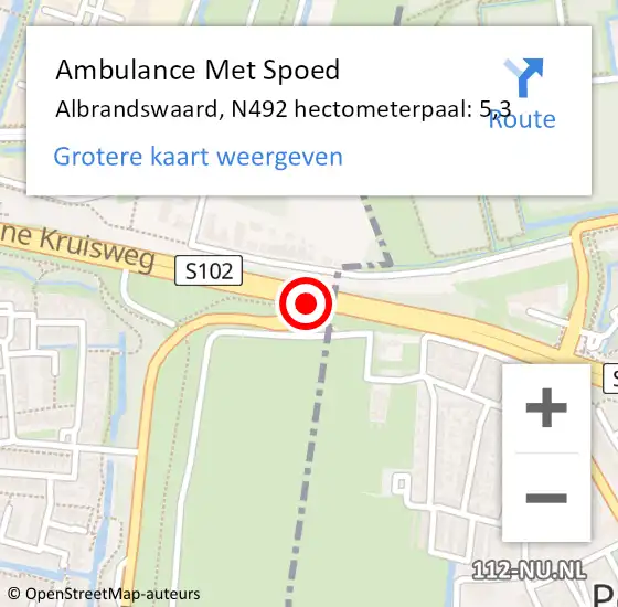 Locatie op kaart van de 112 melding: Ambulance Met Spoed Naar Albrandswaard, N492 hectometerpaal: 5,3 op 14 november 2023 18:54
