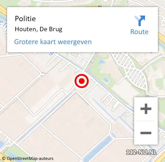 Locatie op kaart van de 112 melding: Politie Houten, De Brug op 14 november 2023 18:54