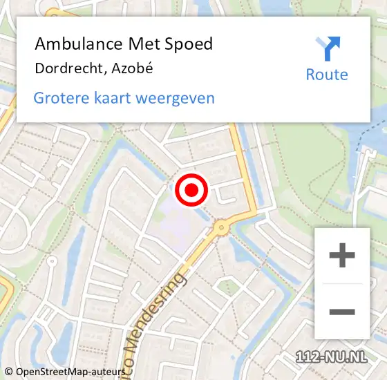 Locatie op kaart van de 112 melding: Ambulance Met Spoed Naar Dordrecht, Azobé op 14 november 2023 19:02