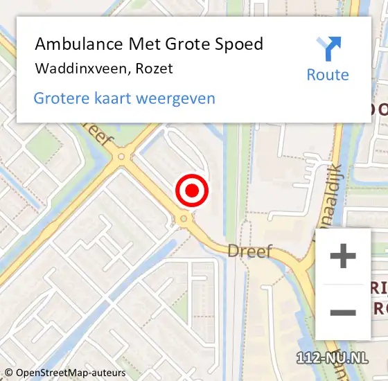 Locatie op kaart van de 112 melding: Ambulance Met Grote Spoed Naar Waddinxveen, Rozet op 14 november 2023 19:09