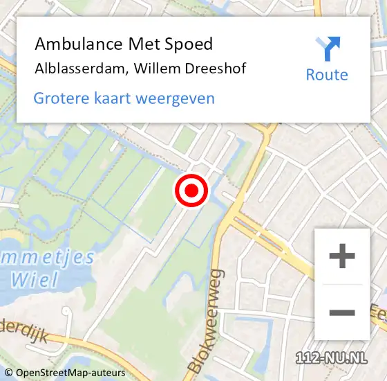 Locatie op kaart van de 112 melding: Ambulance Met Spoed Naar Alblasserdam, Willem Dreeshof op 14 november 2023 19:30