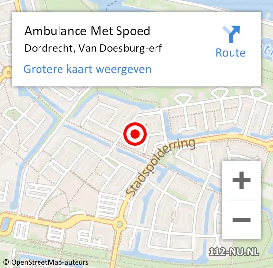 Locatie op kaart van de 112 melding: Ambulance Met Spoed Naar Dordrecht, Van Doesburg-erf op 14 november 2023 19:38