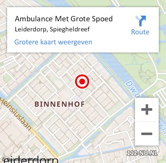 Locatie op kaart van de 112 melding: Ambulance Met Grote Spoed Naar Leiderdorp, Spiegheldreef op 14 november 2023 19:41