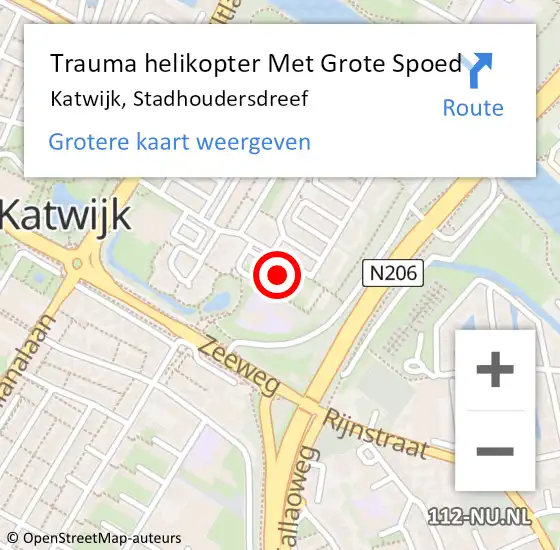 Locatie op kaart van de 112 melding: Trauma helikopter Met Grote Spoed Naar Katwijk, Stadhoudersdreef op 14 november 2023 19:49