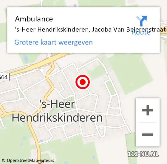 Locatie op kaart van de 112 melding: Ambulance 's-Heer Hendrikskinderen, Jacoba Van Beierenstraat op 15 september 2014 12:13